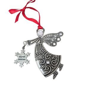 Ganz Angel Christmas Ornament Metal Crystal Your'e Special Silver tone Hanging